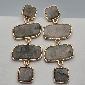 Banana Republic Factory Labradorite Tiered Drop Earrings Gold Tone